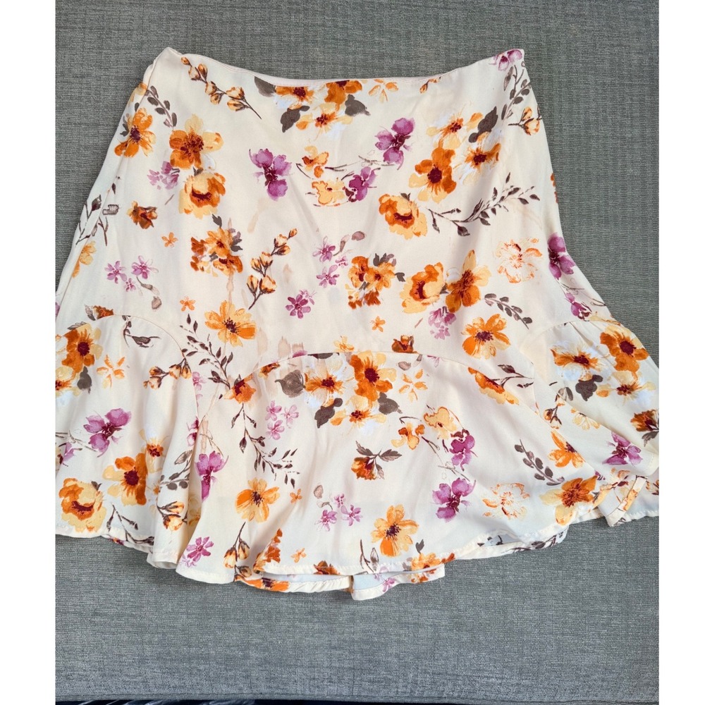 Mi Ami Womens XS Floral‎ Print Flounce Hem Mini Skirt Cottagecore Garden Y2K